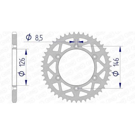 AFAM 15203N-49 : Corona AFAM aluminio 15203 - Paso 520