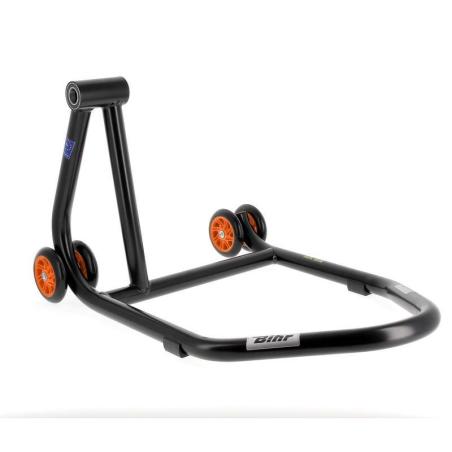 BIHR  : Caballete monobrazo izquierdo BIHR Home Track color negro mate y ruedas naranjas