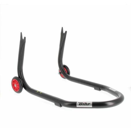 BIHR  : Caballete trasero BIHR Home Track soporte en V" para diábolos, color negro mate ruedas rojas"