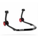 BIHR  : Caballete trasero BIHR Home Track soporte en V" color negro mate y ruedas rojas"