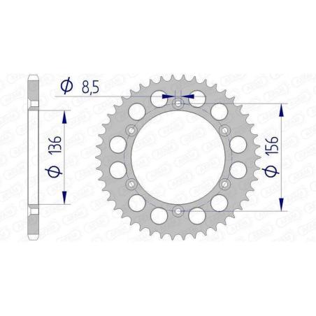 AFAM 15206N-43 : Corona AFAM aluminio 15206 - Paso 520
