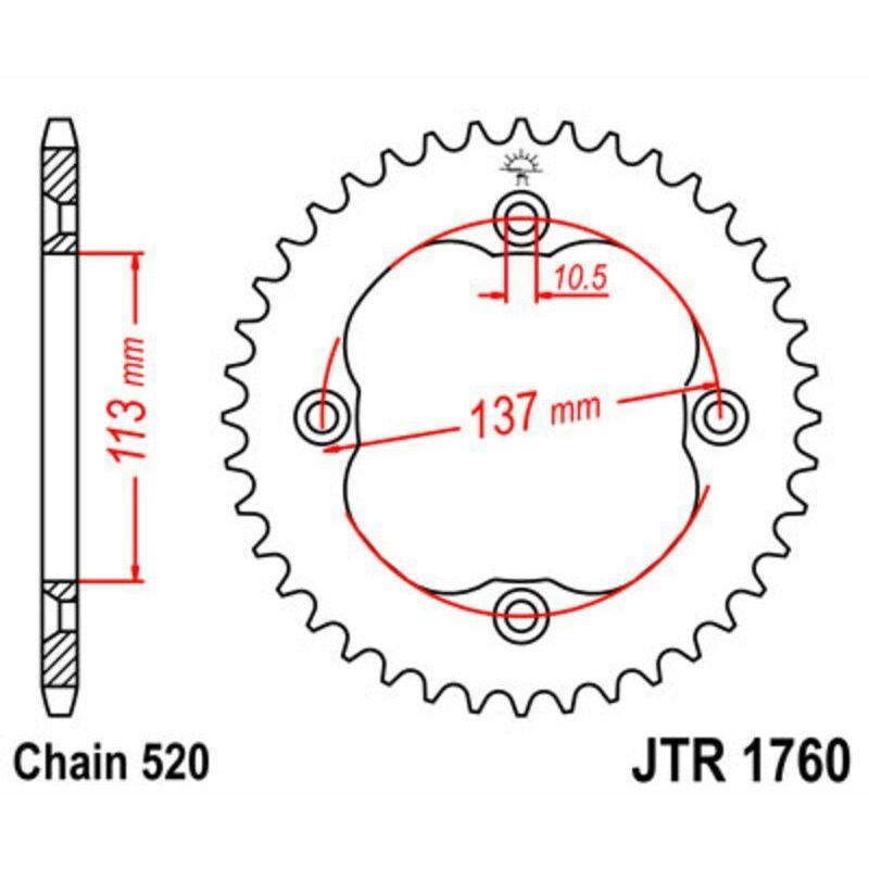 JT SPROCKETS JTR1760.37 : Corona JT SPROCKETS acero estándar 1760 - 520