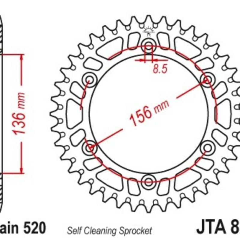JT SPROCKETS JTA822.49BLK : Corona JT Aluminio negro JT 822 con 49 dientes