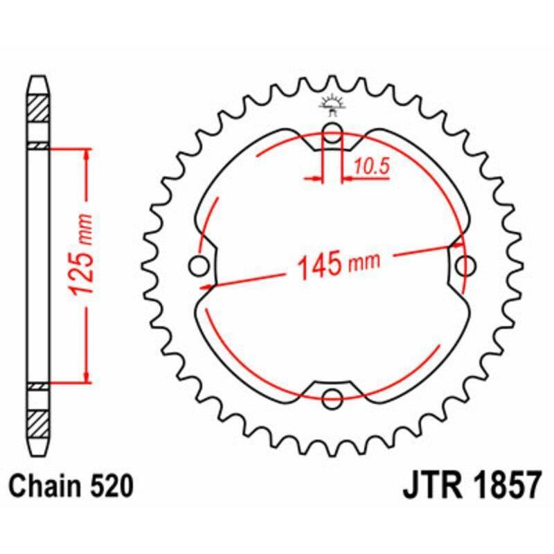 JT SPROCKETS JTR1857.37 : Corona JT SPROCKETS acero estándar 1857 - 520