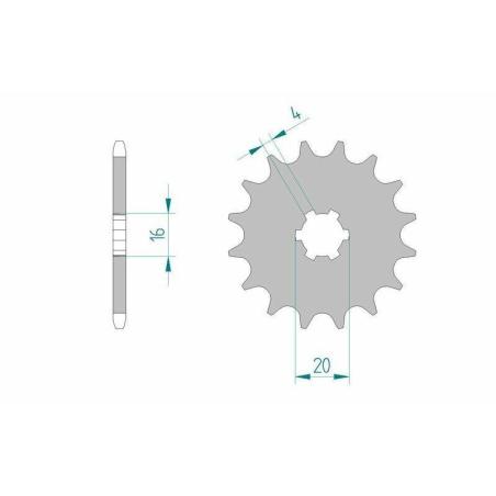 AFAM 30100+14 : Piñón AFAM acero autolimpiable 30100 - Paso 520