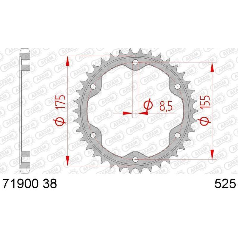 AFAM 71900-38 : Corona AFAM acero estándar 71900 - Paso 525