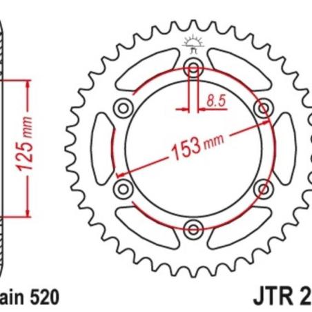 JT SPROCKETS JTR210.49SC : Corona JT 210 de acero con 49 dientes paso 520 autolimpiable