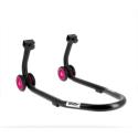 BIHR  : Caballete delantero BIHR Home Track color negro mate y ruedas rosas