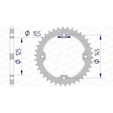 AFAM 13407-38 : Corona AFAM aluminio 13407 - Paso 520