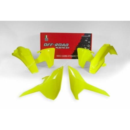 RACETECH R-KITHSQ-GF0-417 : RACETECH Plastic Kit Neon Yellow Husqvarna TE/FE