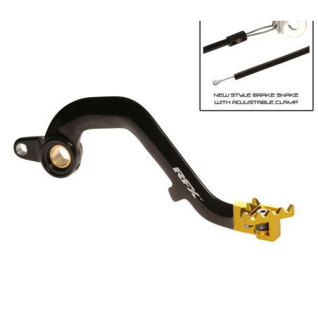 RFX FXRB3040099YL : Pedal de freno trasero RFX Pro FT (negro/amarillo) - Suzuki RM125