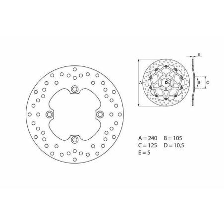 BREMBO 68B40780 : Disco de freno BREMBO Serie Oro redondo fijo