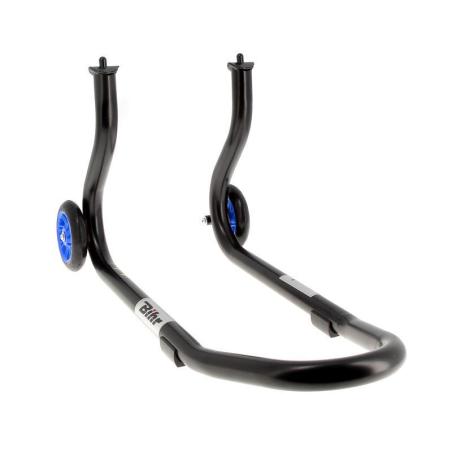 BIHR  : Caballete delantero BIHR Home Track color negro mate y ruedas azules