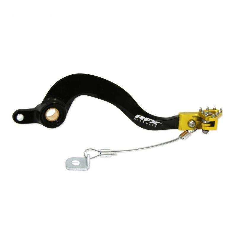 RFX FXRB3010099YL : Pedal de freno trasero RFX Pro FT (negro/amarillo) - Suzuki RMZ250