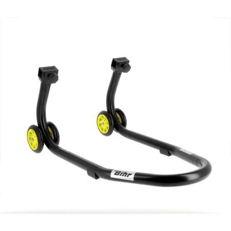 BIHR  : Caballete delantero BIHR Home Track color negro mate y ruedas amarillas