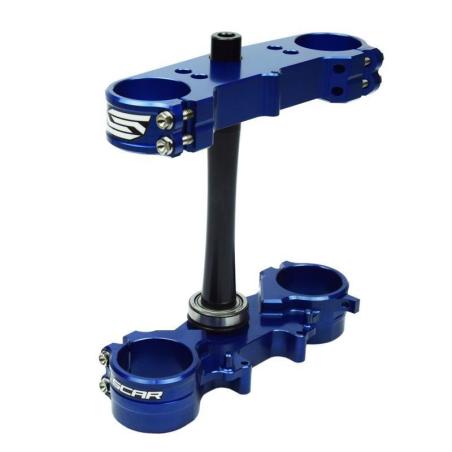 SCAR S1424 : SCAR Triple Clamp Offset 22mm Blue Yamaha YZ250F/450F