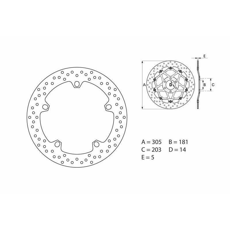 BREMBO 68B407D6 : Disco de freno BREMBO Serie Oro redondo fijo
