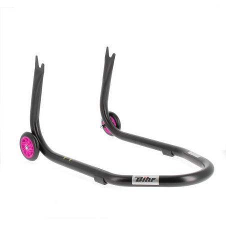 BIHR  : Caballete trasero BIHR Home Track soporte en V" para diábolos, color negro mate ruedas rosas"