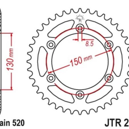 JT SPROCKETS JTR251.48SC : Corona JT 251 de acero con 48 dientes paso 520 autolimpiable