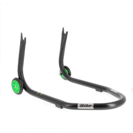 BIHR  : Caballete trasero BIHR Home Track soporte en V" para diábolos, color negro mate ruedas verdes"