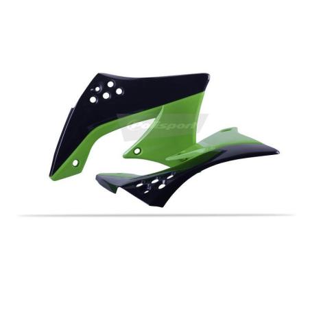 POLISPORT 8412900004 : POLISPORT Radiator Covers OEM Color Black/Green Kawasaki KX450F