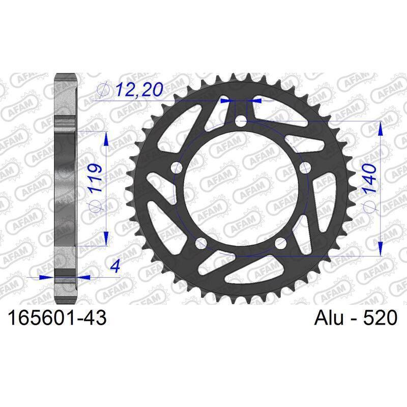 AFAM 165601-45 : Corona AFAM aluminio 165601 - Paso 520