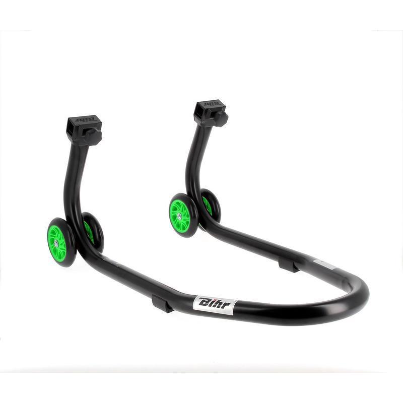 BIHR  : Caballete delantero BIHR Home Track color negro mate y ruedas verdes