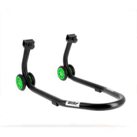 BIHR  : Caballete delantero BIHR Home Track color negro mate y ruedas verdes