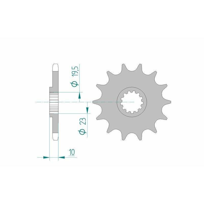 AFAM 22303+12 : Piñón AFAM acero autolimpiable 22303 - Paso 520