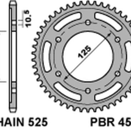 PBR 4529 37 C45 : Corona PBR acero C45 estándar 4529 - 525