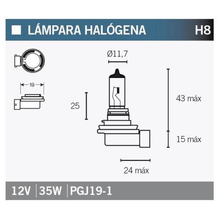 V PARTS H8 : LAMPARA HALOGENA H8