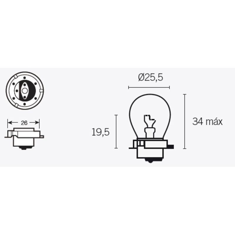 V PARTS 14673 : Caja de 10 lámparas 6V15W P26S