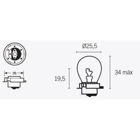V PARTS 14673 : Caja de 10 lámparas 6V15W P26S