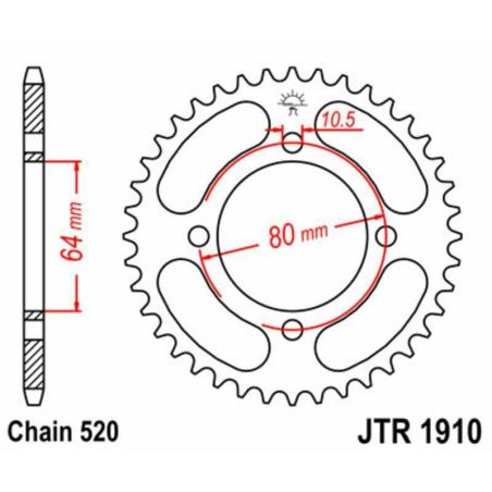 JT SPROCKETS JTR1910.32 : Corona JT SPROCKETS acero estándar 1910 - Paso 520