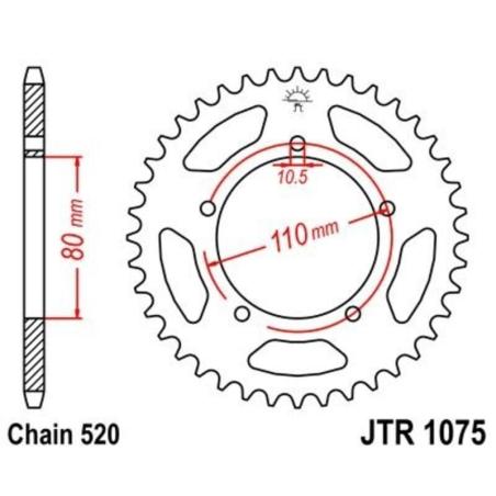 JT SPROCKETS JTR1075.39 : Corona JT 1075 de acero con 39 dientes