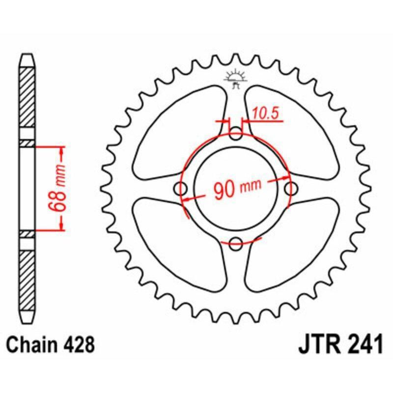 JT SPROCKETS JTR241.53 : Corona JT SPROCKETS acero estándar 241 - Paso 428
