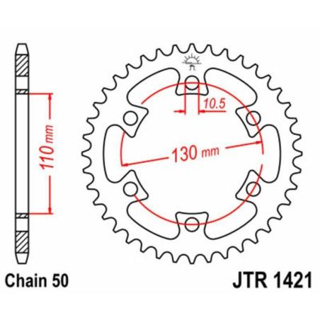 JT SPROCKETS JTR1421.40 : Corona JT SPROCKETS acero estándar 1421 - Paso 530