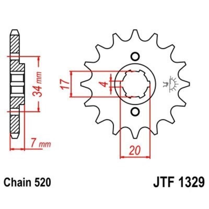 JT SPROCKETS JTF1329.12 : Piñon JT 1329 de acero con 12 dientes