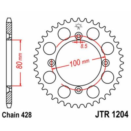 JT SPROCKETS JTR1204.50 : Corona JT SPROCKETS acero estándar 1204 - Paso 428
