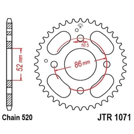 JT SPROCKETS JTR1071.30 : Corona JT SPROCKETS acero estándar 1071 - Paso 520