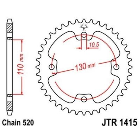 JT SPROCKETS JTR1415.38 : Corona JT 1415 de acero con 38 dientes