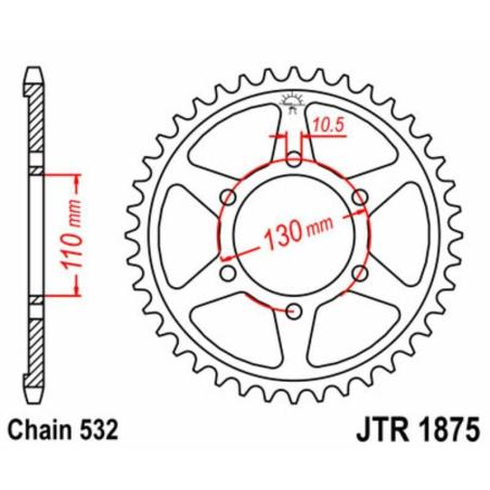 JT SPROCKETS JTR1875.48 : Corona JT 1875 de acero con 48 dientes