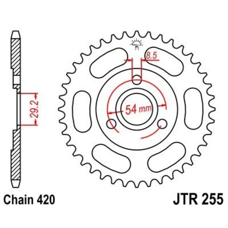 JT SPROCKETS JTR255.35 : Corona JT 255 de acero con 35 dientes