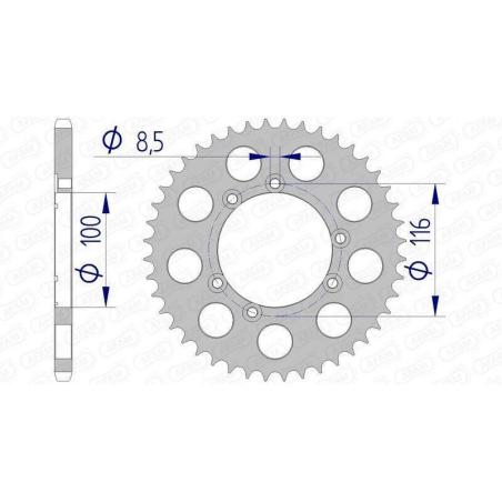 AFAM 93303-44 : Corona AFAM aluminio 93303 - Paso 520