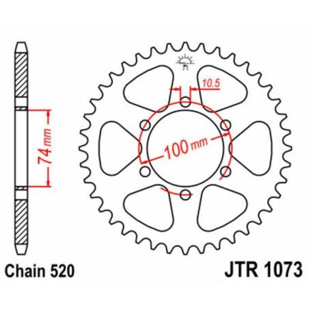 JT SPROCKETS JTR1073.46 : Corona JT SPROCKETS acero estándar 1073 - Paso 520