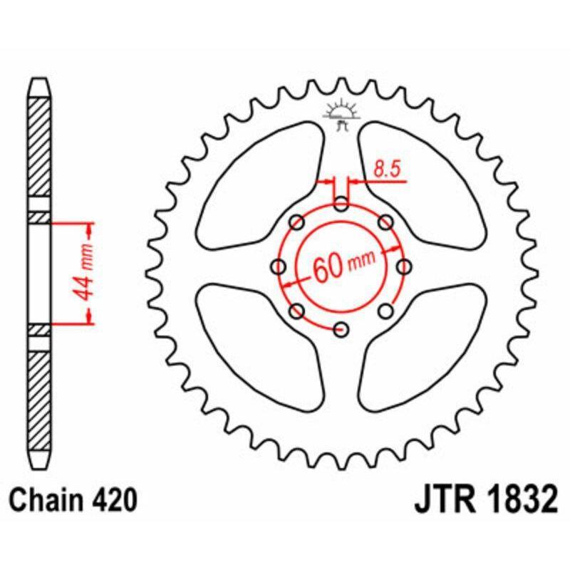 JT SPROCKETS JTR1832.52 : Corona JT SPROCKETS acero estándar 1832 - Paso 420