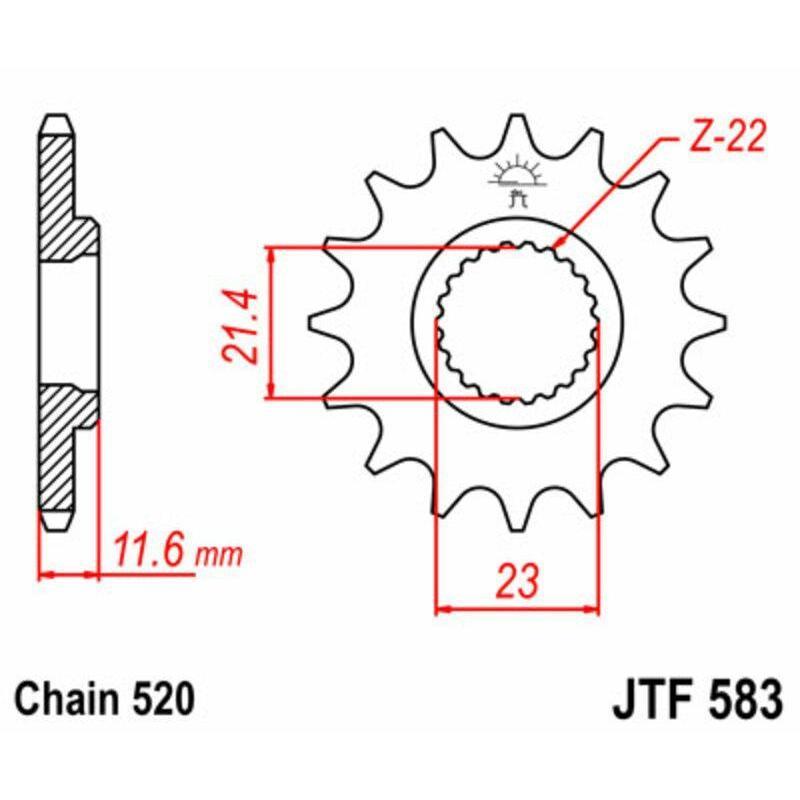 JT SPROCKETS JTF583.14 : Piñon JT 583 de acero con 14 dientes