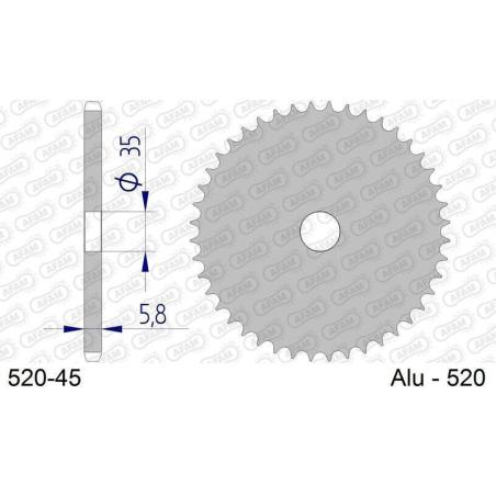 AFAM 520-45 : Corona AFAM aluminio ultraligera anodizada 17404 - Paso 520