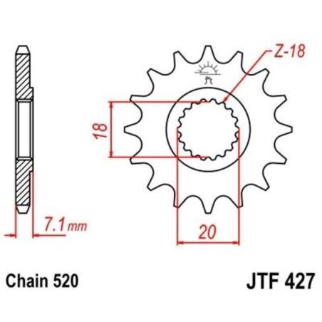 JT SPROCKETS JTF427.11 : Piñón JT SPROCKETS acero estándar 427 - Paso 520