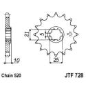 JT SPROCKETS JTF728.15 : Piñon JT 728 de acero con 15 dientes